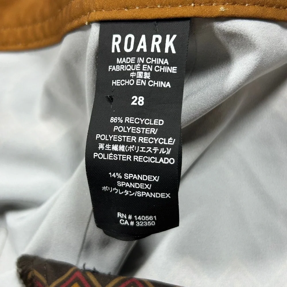 Roark The Passage Boardshorts Mens 28 Brown Geometric Stripe Stretch Swim Trunks